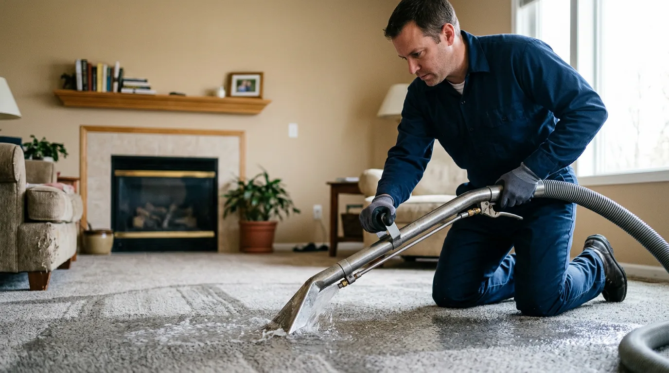 Water damage restoration technician working near Hackensack, NJ